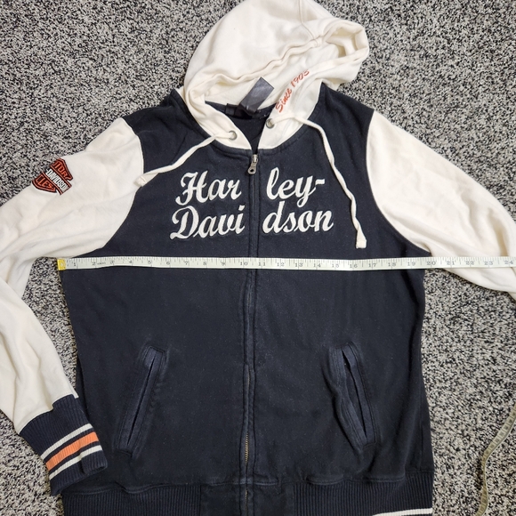 Vtg Harley Davidson Full Ziz Hoodie Women L, Black Logo Embroidered Biker 90s - Picture 6 of 9